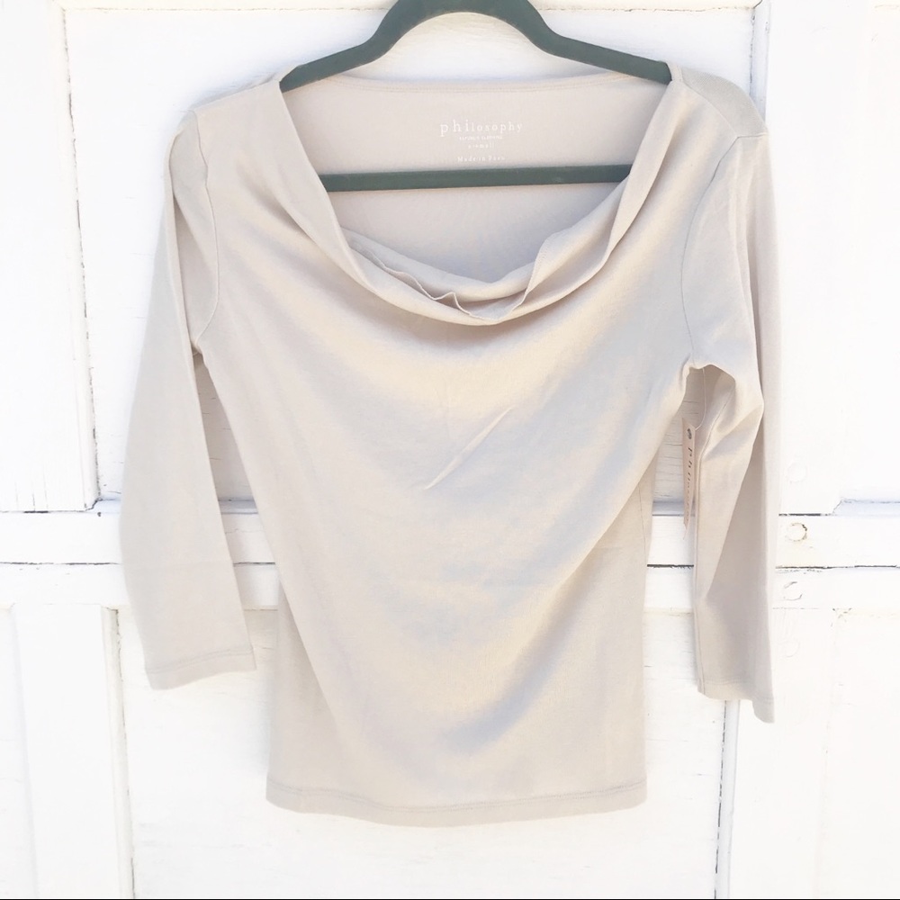 Philosophy Apparel Cowl Neck 3/4 Sleeve Top